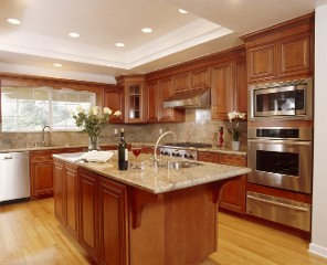 A Spacious Kitchen Elegant Wooden Cabinets