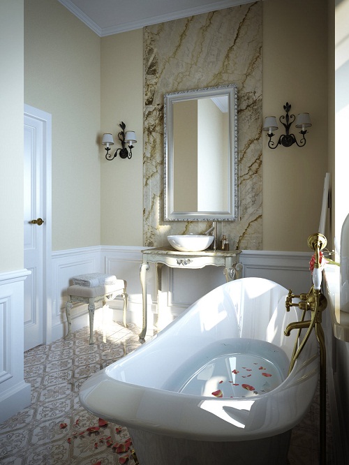 Bathroom Featuring A Large Bathtub
