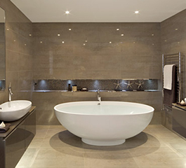 Modern Bathroom With A Large Bathtub